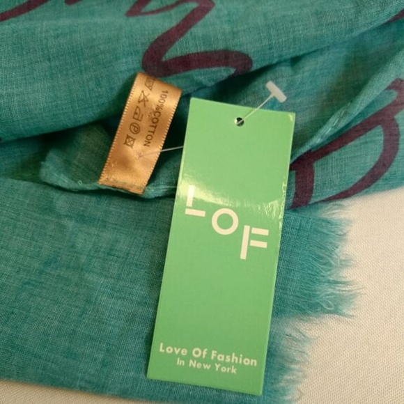 New LOF Love of Fashion Scarf Shawl Wrap Aqua Grn - Picture 4 of 4